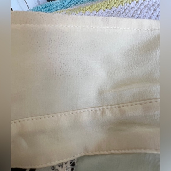 Line & Dot Cream Button-Up Long Sleeve Women's Top with Black Print Sz S - Picture 6 of 11